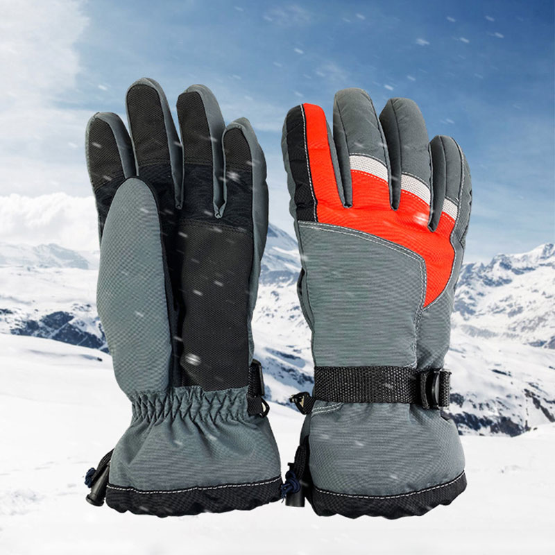 Custom for ski gloves men's black windproof and waterproof keep warm