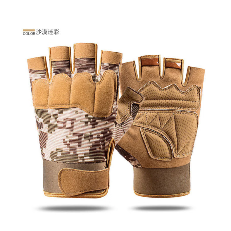 Processing custom tactical half finger gloves male and female camouflage real CS short finger outdoor sports motorcycle riding gloves