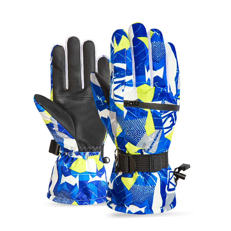 Five-finger ski gloves fleece thermal waterproof skid-proof cycling gloves